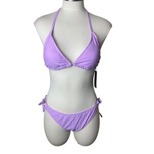 Lavender Bikini Set Womens S Triangle Tie Side String Y2K Swim NWT